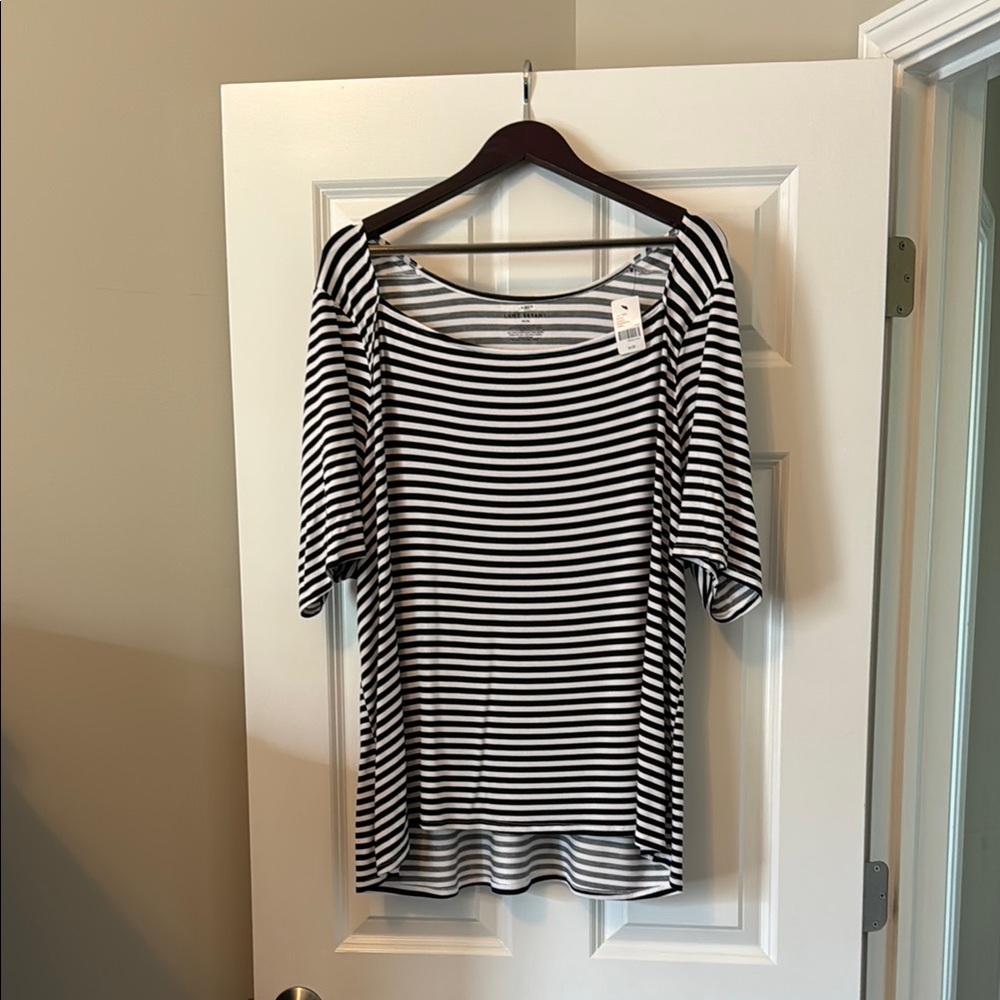 Black and White Striped Women's Top